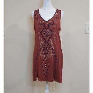 NWT O'Neill S Sunlit Embroidered Tank Dress Cynthia Vincent Rust Navy Viscose